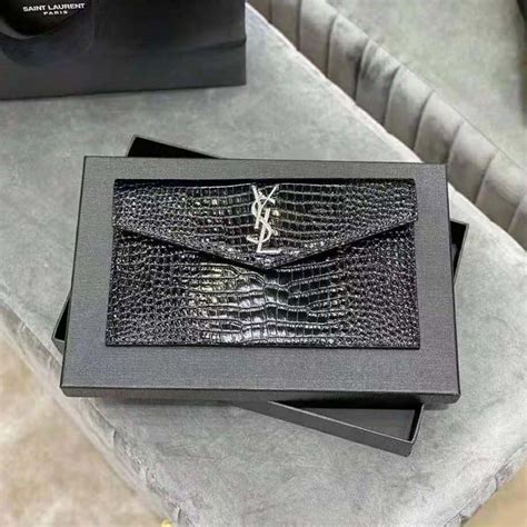 uptown ysl pouch in croc-embossed leather|saint laurent croc embossed leather.